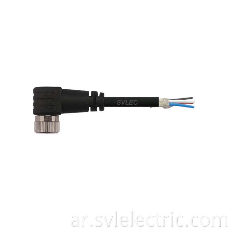 M8 Female Angle 3 Pin Shielded Connector With Cable